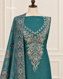 Embroidered Micro Velvet 3 Piece Suit with Woven Shawl