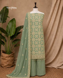 Embroidered Raw Silk 4 Piece Asian Occasionwear Suit