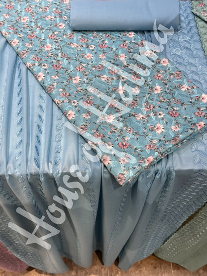 Embroidered cotton lawn 3pcs