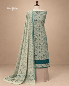 Alpine Vintage Floral 3-Piece Unstitched Suit with Organza Daaman