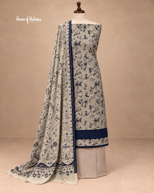 Alpine Vintage Floral 3-Piece Unstitched Suit with Organza Daaman