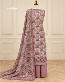 Printed Alpine 3 Piece Winter Suit with Embroidered Daaman and Matching Shawl