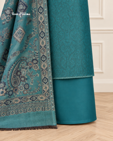 Embroidered Micro Velvet 3 Piece Suit with Woven Shawl