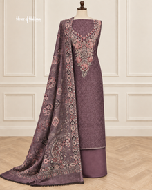 Embroidered Micro Velvet 3 Piece Suit with Woven Shawl