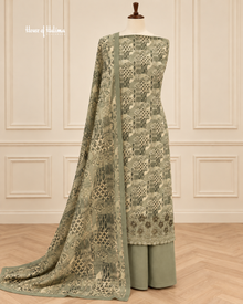 Printed Alpine 3 Piece Winter Suit with Embroidered Daaman and Matching Shawl