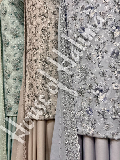 Embroidered cotton lawn 3pcs