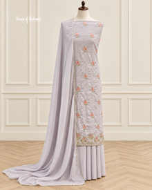 Pastel Georgette 3 Piece Suit with Doriwork Embroidery and Floral Daaman