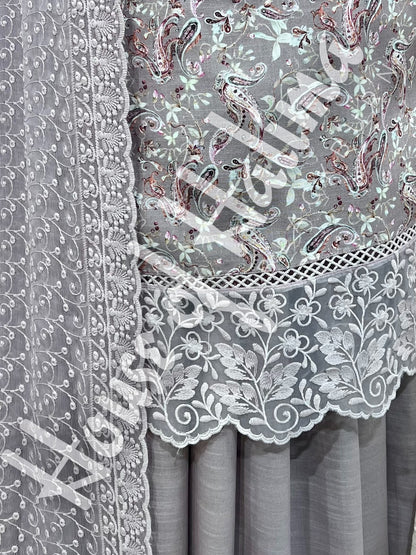 Embroidered cotton slub 3pcs