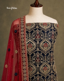 Embellished Net 4 Piece Asian Mehndi Occasionwear Suit