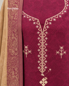 Embroidered Alpine 3 Piece Unstitched Suit with Woven Shawl