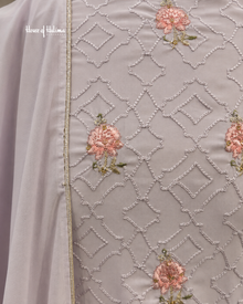 Pastel Georgette 3 Piece Suit with Doriwork Embroidery and Floral Daaman