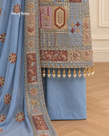 4 Piece Unstitched Georgette Embroidered Suit – Heavy Embellished Wedding & Partywear