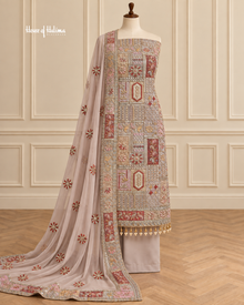 4 Piece Unstitched Georgette Embroidered Suit – Heavy Embellished Wedding & Partywear
