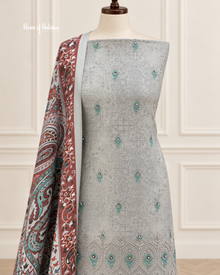 Marina Twill 3 Piece Suit with Kashmiri Style Printed Shawl