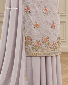 Pastel Georgette 3 Piece Suit with Doriwork Embroidery and Floral Daaman