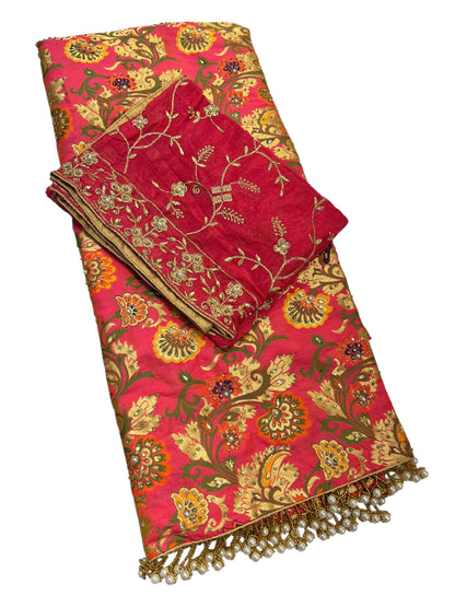 Partywear embellished banarsi 3pcs