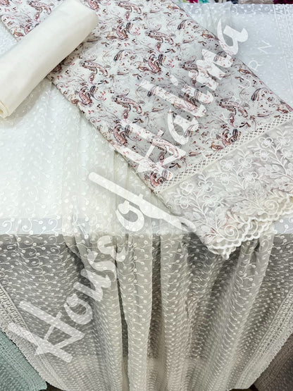 Embroidered cotton slub 3pcs
