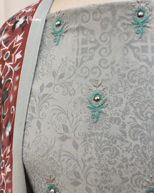 Marina Twill 3 Piece Suit with Kashmiri Style Printed Shawl