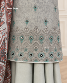 Marina Twill 3 Piece Suit with Kashmiri Style Printed Shawl