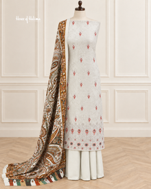 Marina Twill 3 Piece Suit with Kashmiri Style Printed Shawl