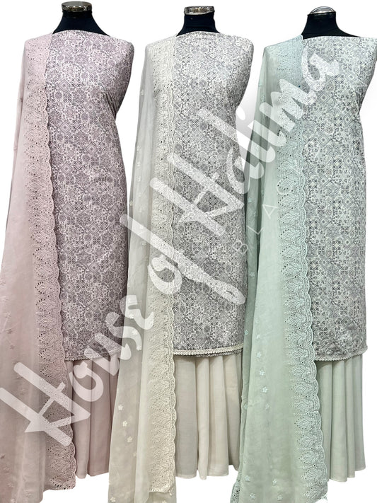 Chikankari cottons 3pcs