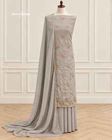 Pastel Georgette 3 Piece Suit with Doriwork Embroidery and Floral Daaman