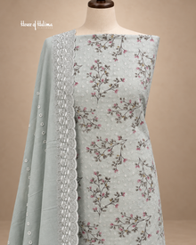 Alpine Floral Embroidered 3-Piece Unstitched Suit with Embroidered Dupatta