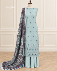 Marina Twill 3 Piece Suit with Kashmiri Style Printed Shawl