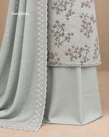Alpine Floral Embroidered 3-Piece Unstitched Suit with Embroidered Dupatta