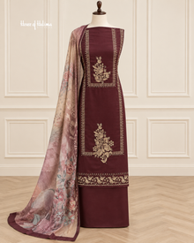 Embroidered Alpine 3 Piece Suit with Printed Velvet Shawl