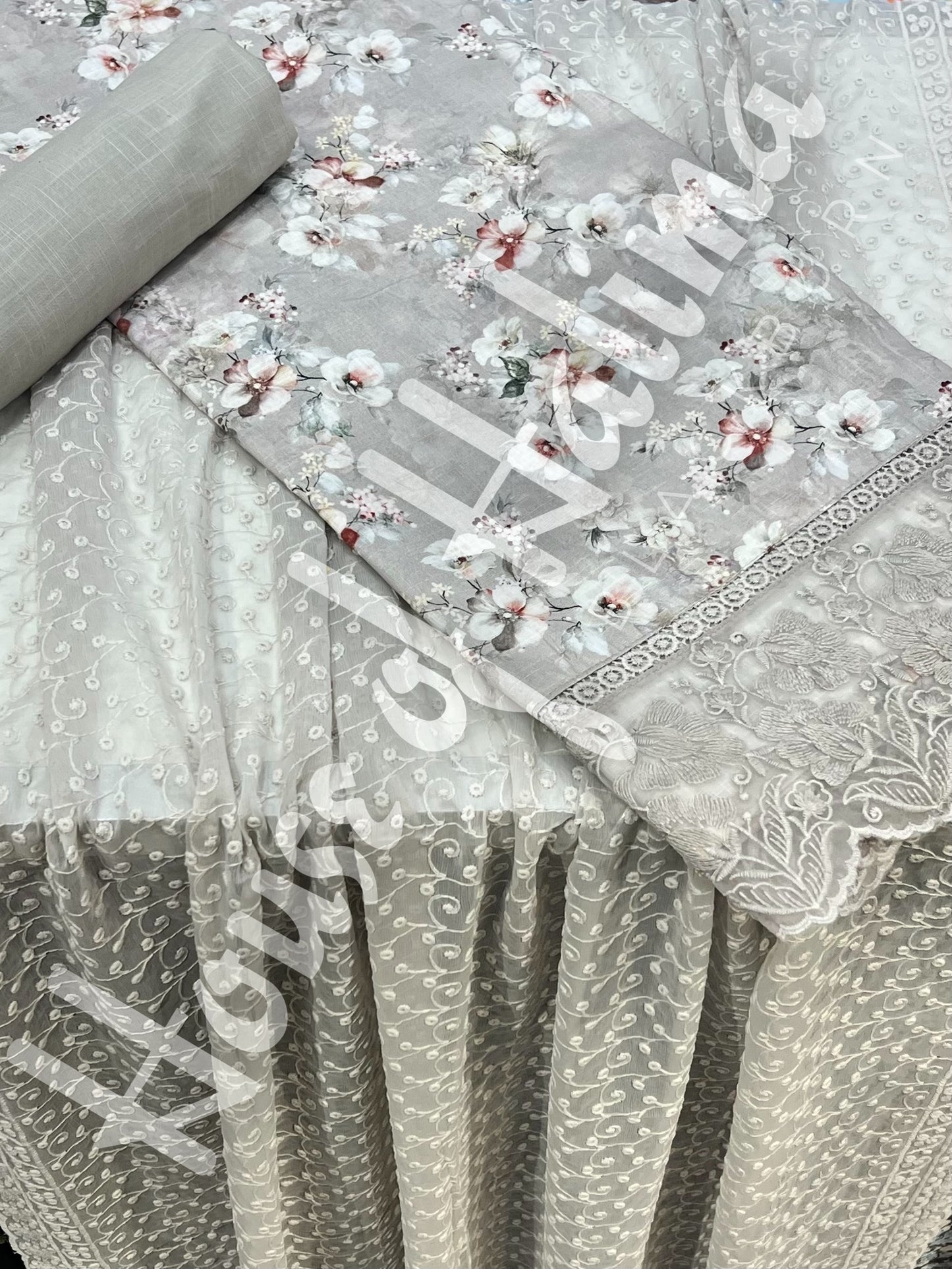 Embroidered cotton slub 3pcs