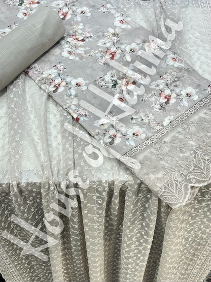 Embroidered cotton slub 3pcs