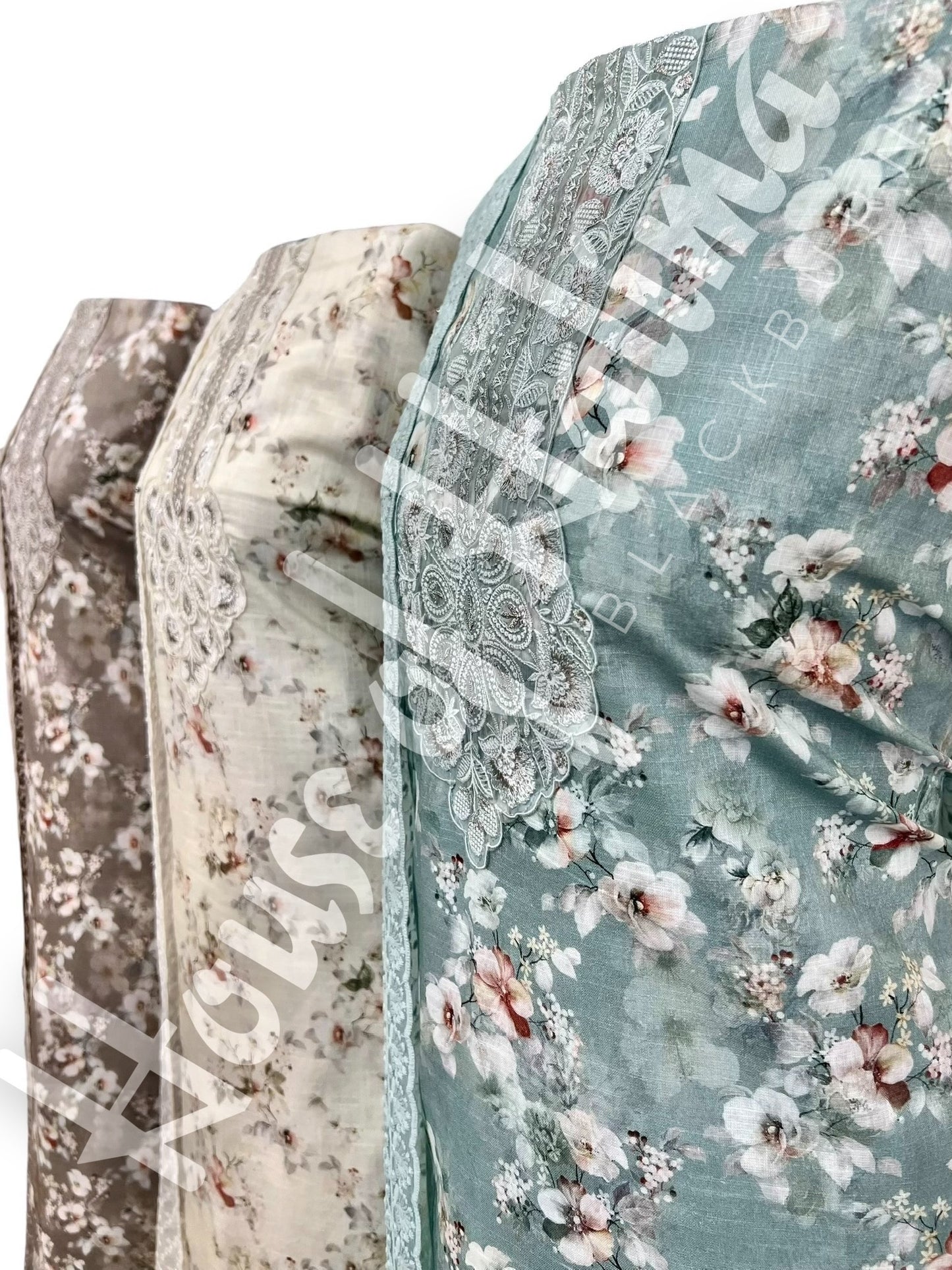Embroidered cotton slub 3pcs