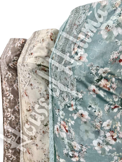 Embroidered cotton slub 3pcs