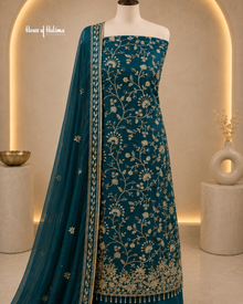 Embroidered Raw Silk 4 Piece Asian Occasionwear Suit
