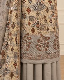 Printed Alpine 3 Piece Winter Suit with Embroidered Daaman and Matching Shawl