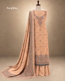 Alpine 3-Piece Floral Embroidered Unstitched Suit with Printed Shawl