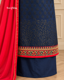 Vishal Plachi Broshia 4 Piece Suit with Embroidered Sleeves and Chiffon Dupatta