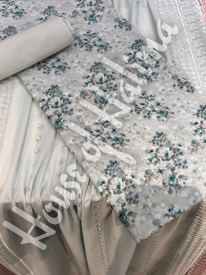 Embroidered cotton lawn 3pcs