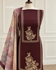 Embroidered Alpine 3 Piece Suit with Printed Velvet Shawl