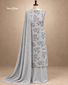 Alpine Floral Embroidered 3-Piece Unstitched Suit with Embroidered Dupatta