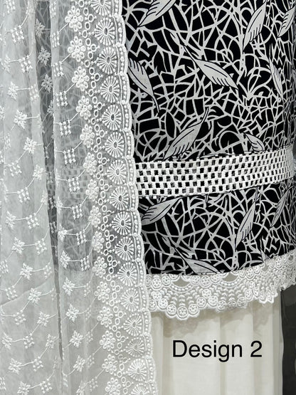 Black & white cottons 3pcs