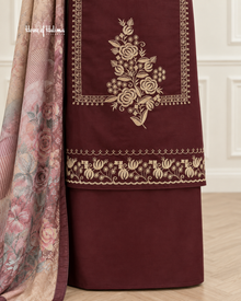 Embroidered Alpine 3 Piece Suit with Printed Velvet Shawl