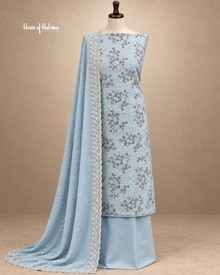 Alpine Floral Embroidered 3-Piece Unstitched Suit with Embroidered Dupatta