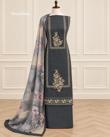 Embroidered Alpine 3 Piece Suit with Printed Velvet Shawl