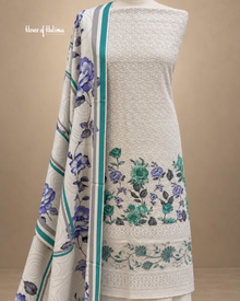 Jacquard 3-Piece Floral Embroidered Unstitched Suit