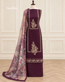 Embroidered Alpine 3 Piece Suit with Printed Velvet Shawl
