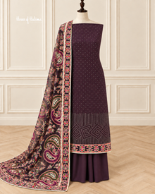 Georgette 3 Piece Suit with Embroidered Multicoloured Dupatta