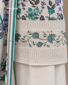 Jacquard 3-Piece Floral Embroidered Unstitched Suit