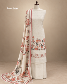 Jacquard 3-Piece Floral Embroidered Unstitched Suit